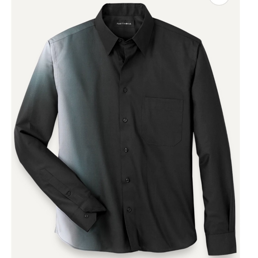 Men's Paul Fredrick Black Classic Fit Cotton Ombre Print Casual Shirt Size XL